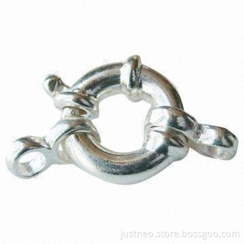 Solid 925 sterling silver 1-strand nautical spring ring necklace clasps, measures 10mm